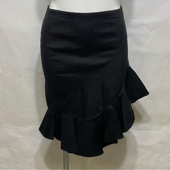 NICOLE MILLER ARTELIER BLACK MODERN ASYMMETRICAL FITTED FAN PENCIL SKIRT - Picture 3 of 16